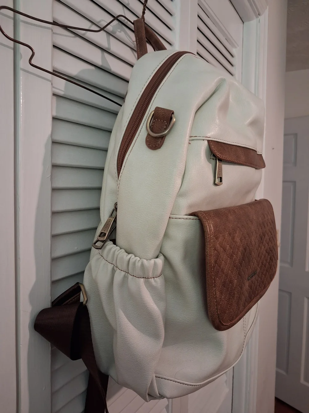 Cream & Brown Backpack Purse